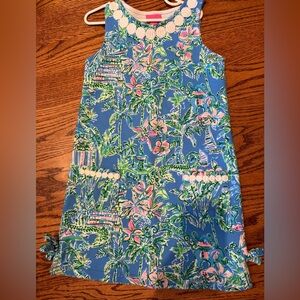 Lilly Pulitzer Girls Blue Sheath Dress Sleeveless size 6-7, EUC